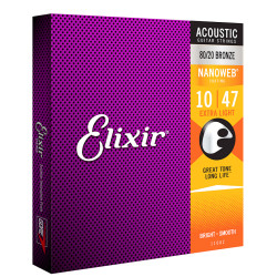 ELIXIR 11002 NANOWEB BRONZE 10-47 struny do gitary akustycznej