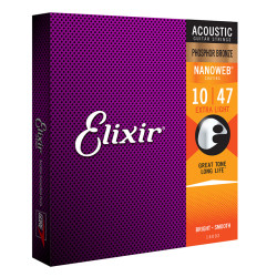 ELIXIR 16002 NANOWEB PHOSPHOR BRONZE 10-47 struny do gitary akustycznej