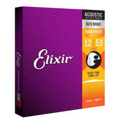 ELIXIR 11052 NANOWEB BRONZE 12-53 struny do gitary akustycznej