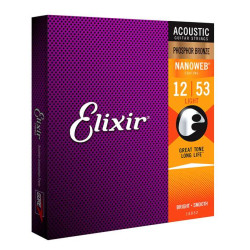 ELIXIR 16052 NANOWEB PHOSPHOR BRONZE 12-53 struny do gitary akustycznej