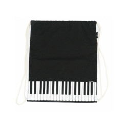 Torba worek czarna z motywem klawiatura fortepianu